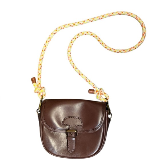J. Crew Classic Small Saddle Bag in Brown Leather Cross Body Outside Pocket EUC - Picture 6 of 17